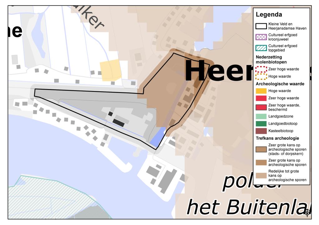 2.11 Landschap, cultuurhistorie en archeologie Kleineveld-Heerjansdamsehaven is eind 18 e eeuw ontstaan uit buitendijkse gronden en slikken langs de rivier.