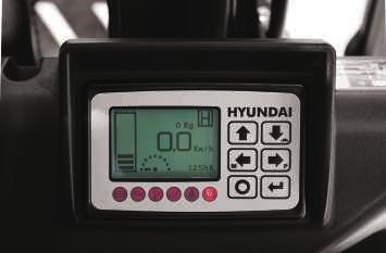 De als optie leverbare lastindicator toont het gewicht van de lading op de monitor. De bestuurder kan verschillende prestatiemodi kiezen voor verschillende bedrijfsomstandigheden.