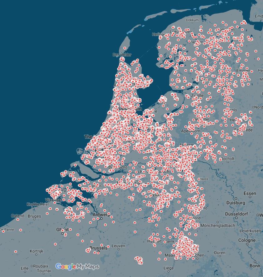 WABP kaart De kaart van Wabp.nl telt inmiddels meer dan 8.000 groepen, dat zijn bijna 600.000 betrokken buurtbewoners in Nederland.