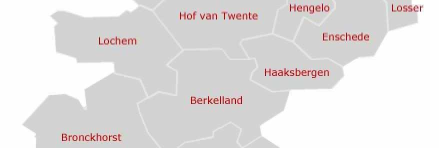 Vestiging Enschede : Aalten*, Berkelland, Bronckhorst*, Enschede, Haaksbergen, Lochem,
