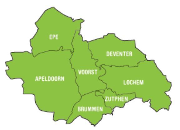 Figuur 5.2 Stedendriehoek Bron: www.uaf.nl De regio ZDA is opgebouwd uit de Regio Zwolle en de regio Stedendriehoek en strekt zich uit van Zutphen tot aan Hardenberg bij de Duitse grens.