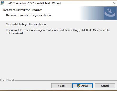 msi of Trust1Connector_x86.msi en de installatiewizard wordt opgestart.