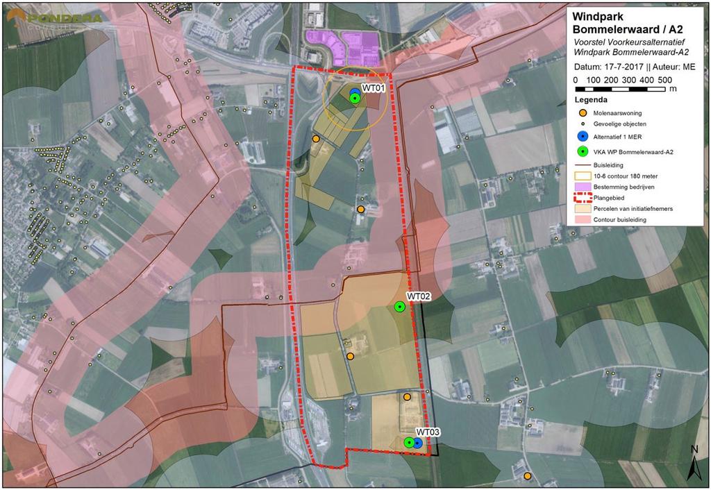 Bijlage 1: Ligging van het plangebied windpark Bommelerwaard-A2 Figuur 1: Ligging van het plangebied en locaties van windturbines binnen