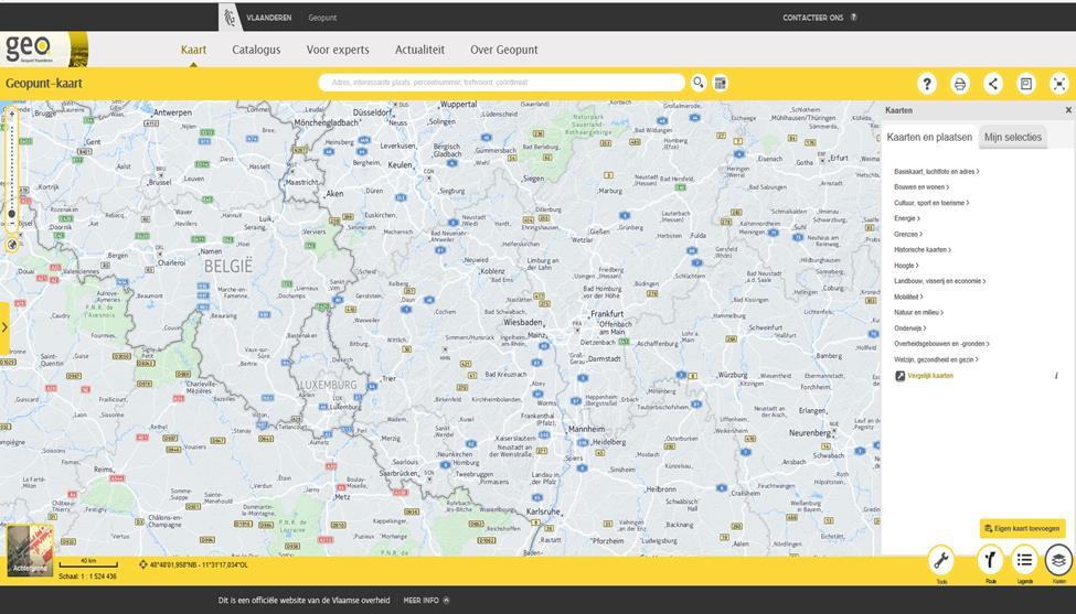 Openen van de Geopunt Kaart 1. De Kaarttoepassing Gewestplan kiezen.