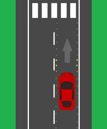 7 Licht: LED-verlichting die van een bepaald punt op snelheid mee gaat met de auto en daarna afneemt in snelheid wanneer het gevaarlijke punt nadert.