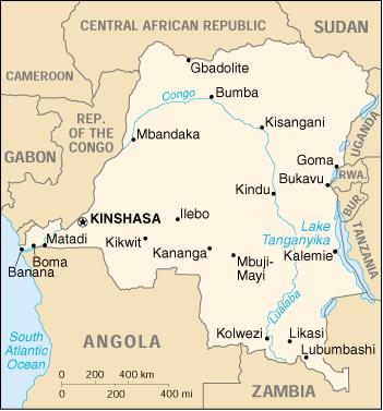 Stukje over Congo (République Démocratique de Congo) Inwoners 42,600,000 (1996) Oppervlakte 2,345,409 km² = 18 inw.