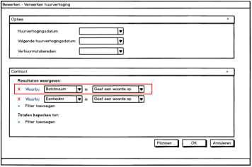 Gerealiseerd sinds de laatste bijeenkomst Optimalisaties report Verwerken huurverhoging (deel 1) Veld Batchnaam verplaatsen van Opties naar filtering Daardoor is gebruiker niet verplicht batchnaam in