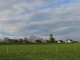 Voorbeeld 6. Stikstof en koolstof in evenwicht: synthese; Marle (bij Deventer) Op de voorgrond proefveld met gras en klavercombinaties bijmarle langs de IJssel.