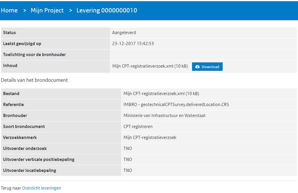 Bekijk de details van uw levering Klik op de leveringsregel om een detailscherm te openen: Detailoverzicht