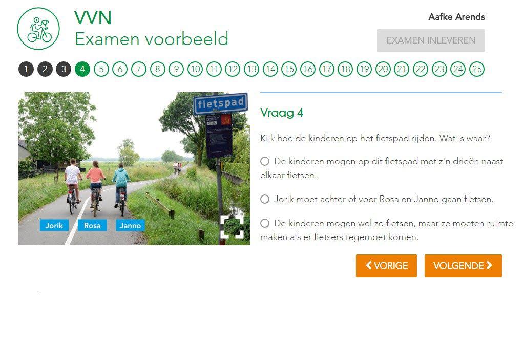 3. Examen afnemen in de klas Het examen wordt gemaakt op de examenwebsite van Veilig Verkeer Nederland en is dus gewoon toegankelijk via een internetbrowser.