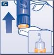 Ga als volgt te werk om injecteren van lucht te voorkomen en te zorgen voor een juiste dosering: E Draai de instelknop om 2 eenheden in te stellen.