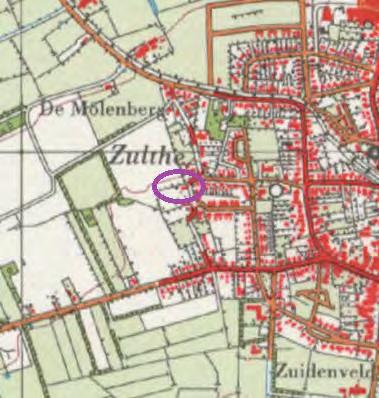 Uitsnede van de topografische kaart uit 1970 waarop het onderzoeksgebied met een geel kader is aangegeven (bron: www. topotijdreis.nl) 2.