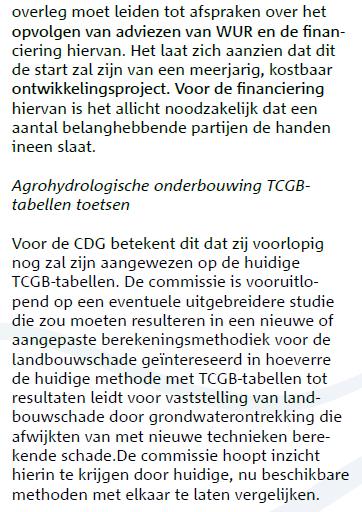 Ook de CDG voorziet in haar jaarverslag van 2009 al een ontwikkelingstraject voor de TCGB- en HELPtabellen