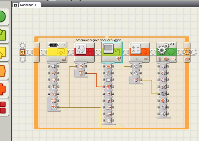 Mindstorms programmeren: Data Wire s Tekst: oranje Getal: geel Logisch: groen Los:
