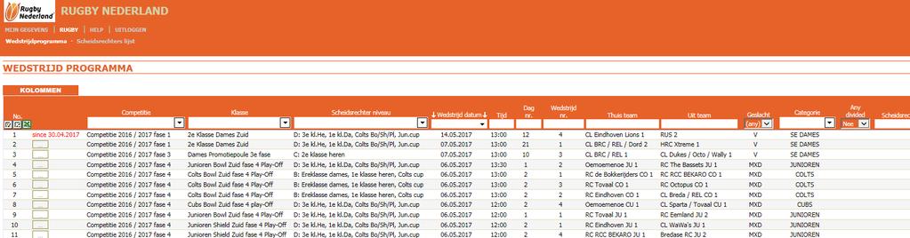 INLOGGEN Ga naar www.erugby.nl en log in met je loginnaam en wachtwoord. Links onder bevindt zich de Nederlands vlag.