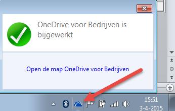 van de synchronisatie, klikt u in de taakbalk, onderin uw scherm, op het OneDrive voor Bedrijven pictogram (figuur 28). Figuur 28: OneDrive taakbalk pictogram 3.