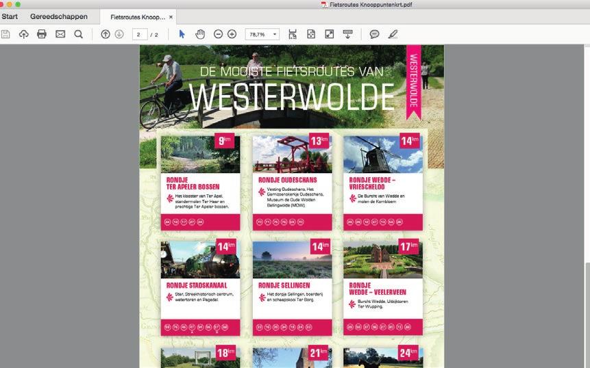 ROUTES Op de website van Westerwolde zijn de gangbare activiteiten van fietsen, wandelen en kanovaren makkelijker toegankelijk gemaakt.
