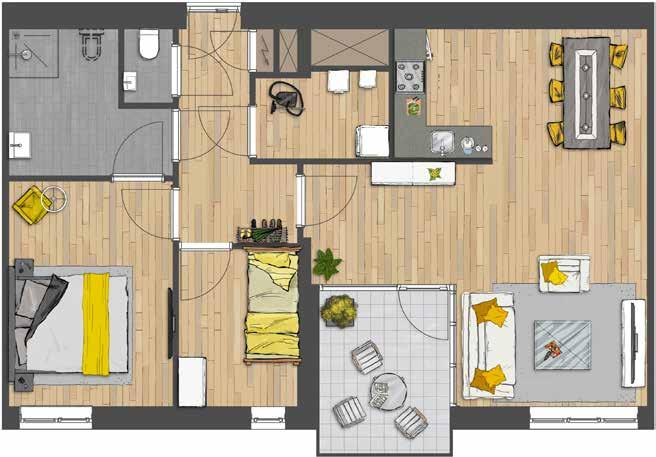 verdieping 60A 6e verdieping 62A 7e verdieping 64A 1 meter schaal 1:75 Deze plattegrond geeft