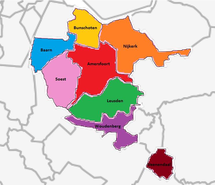 CONCEPT CONCEPT Figuur 2: Regio Amersfoort opvang en bescherming In Tabel 1: Verantwoordelijkheden beleid en financiën opvang en bescherming wordt weergegeven hoe de verantwoordelijkheden van beleid