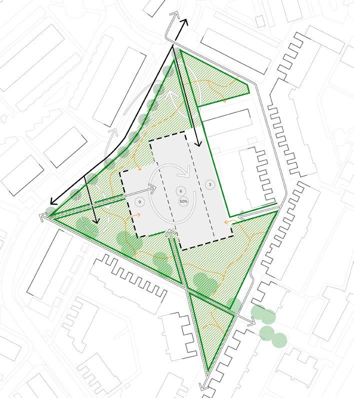 Max. bebouwingspercentage Max. dakhoogte Groene ruimte Variabele rooilijn Randvoorwaarden De randvoorwaarden volgen uit de visie en worden hieronder puntsgewijs genoemd.