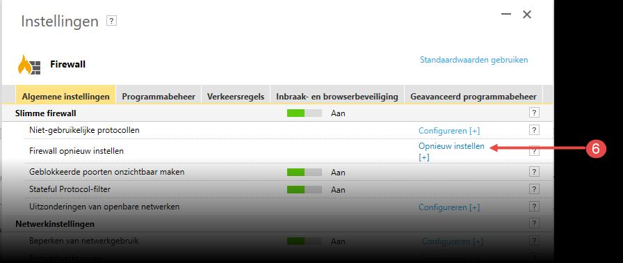 7. Bevestig het opnieuw instellen van de Norton Firewall door op