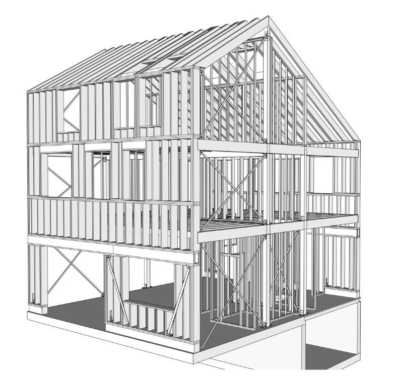 houten structuur palen-balken voor de