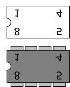 De BC-types hebben een huis in de vorm van een halve cilinder (SOT huis). De doorsnede is op de printafdruk weergegeven, de inbouwrichting van de transistor is daardoor bepaald.