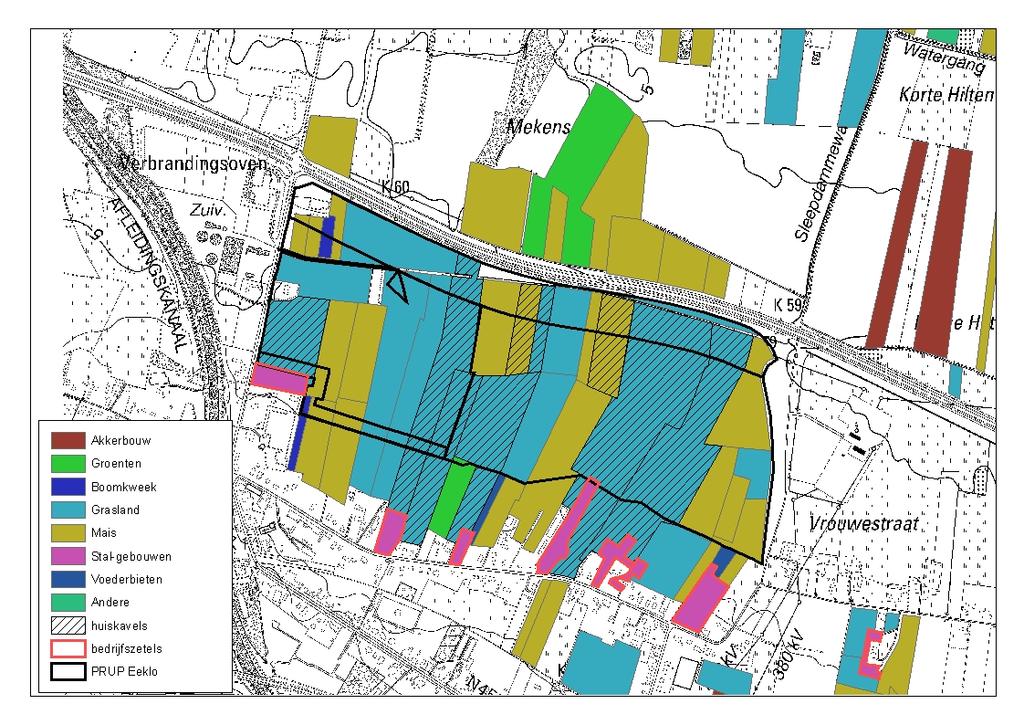 2. SITUERING VAN HET LANDBOUWGEBRUIK In het plangebied liggen 36 geregistreerde landbouwpercelen.