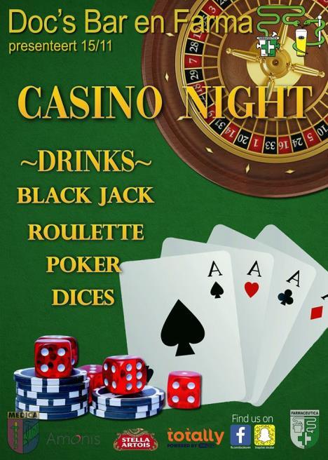 Wij presenteren de promo's voor deze memorabele avond: Roulette: 1 shot Eristoff Black + Red Poker: Vodka Martini (shaken not stirred) Blackjack: Eristoff Vegas + 7up Dice: Rol een dobbelsteen