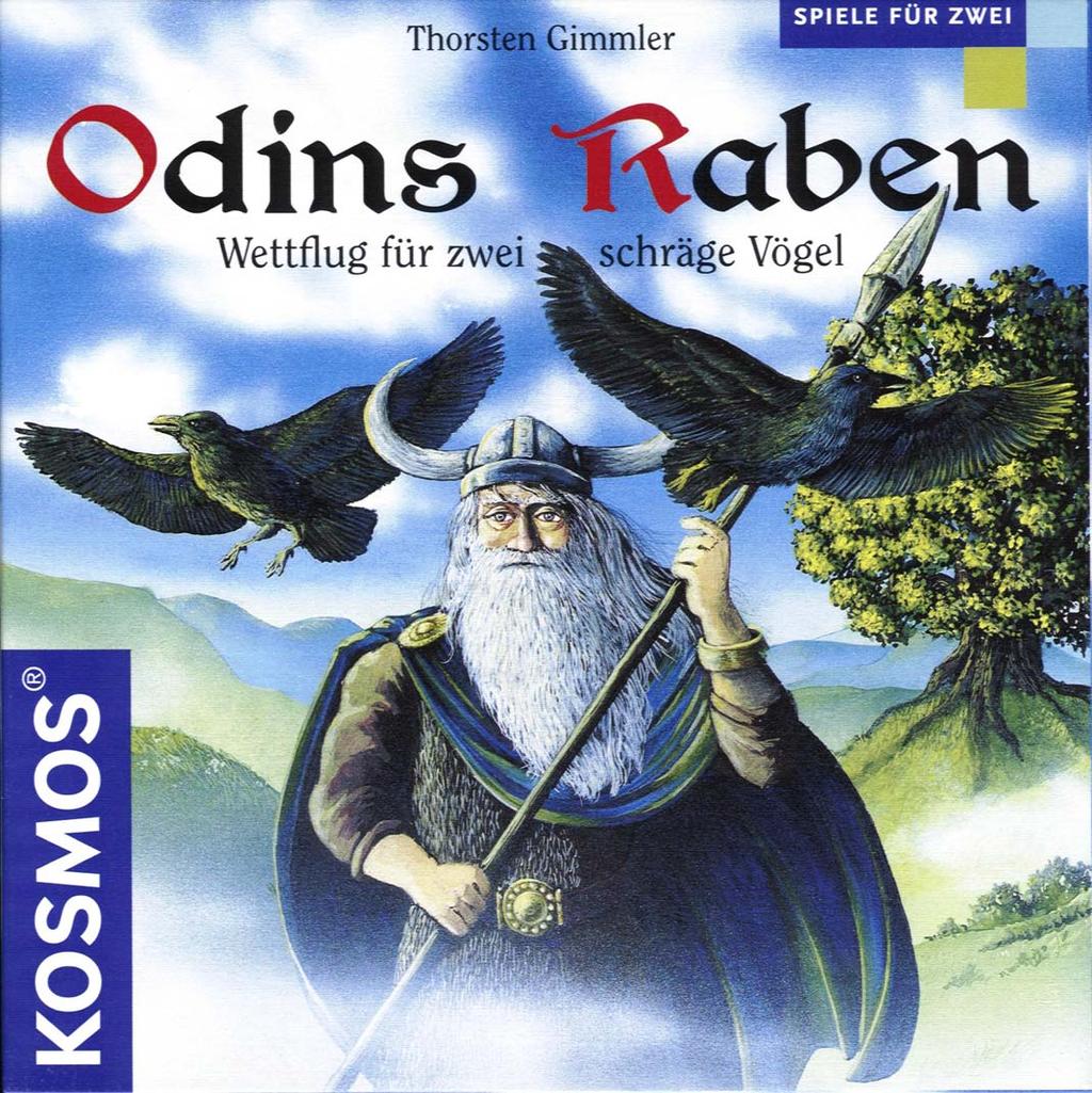 Spelidee Odins Raven (De raven van Odin) Spannende wedvlucht voor twee gewiekste raven KOSMOS GIMMLER Thorsten 2 spelers vanaf 10 jaar ± 45 minuten Oppergod Odin zendt elke morgen zijn beide raven