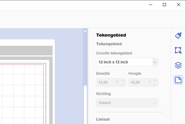 (Tekengebied) aan de rechterkant van het b a Hoogte tekengebied b Stand tekengebied (Staand/Liggend) De voorbereiding van de indeling is voltooid.