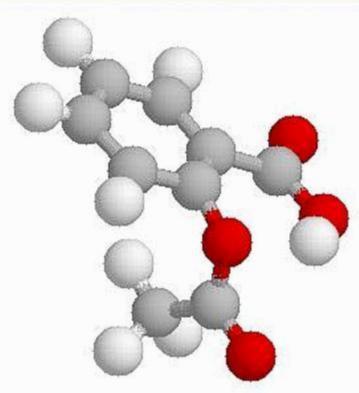 Atomen kunnen ook ingewikkelder moleculen vormen, zoals hier aspirine.