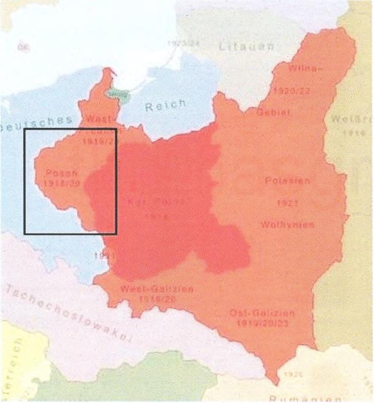 Bij de uitgifte van de Germain de komende paar maanden de gehele provincie. In het Verdrag van Versailles van 28-6-1919 wordt bepaald dat de provincie Poznan bij Polen komt.