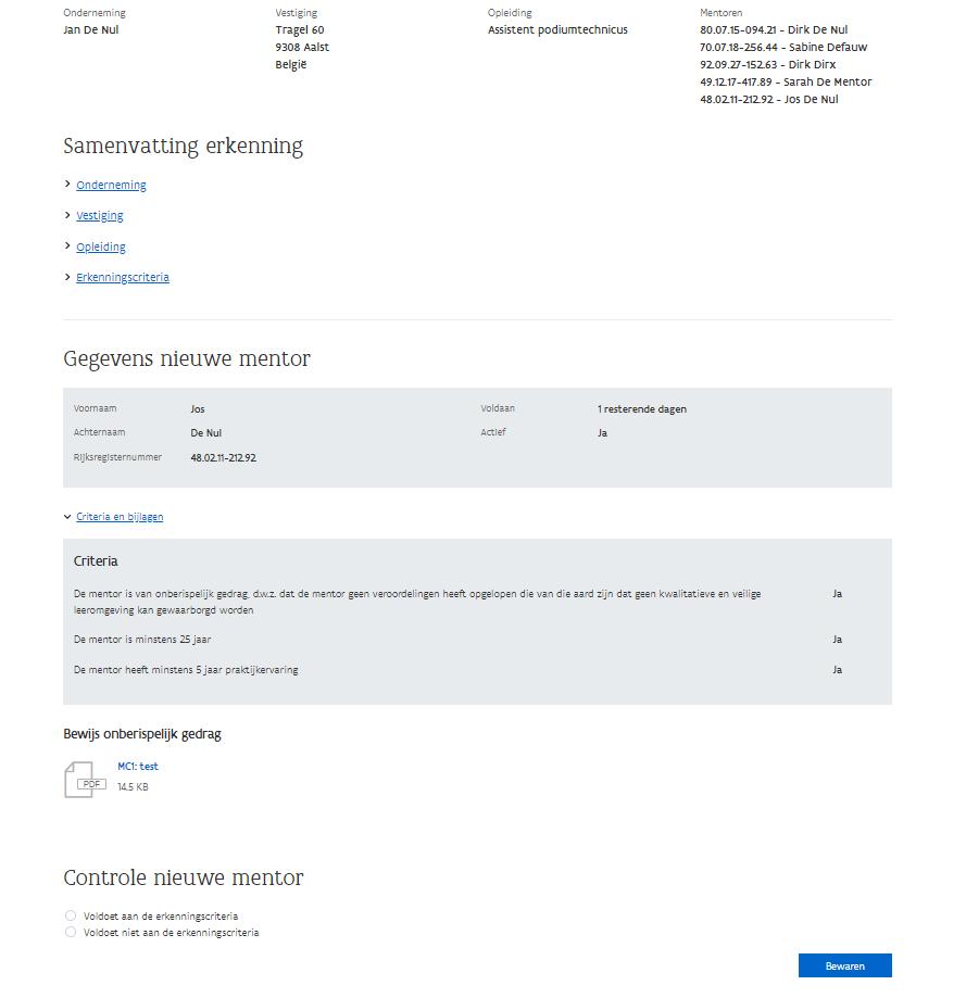 Een erkenningsaanvraag die in wacht werd gezet, kan hervat worden. Klik op het oog icoontje rechts van de aanvraag. Klik op hervatten zodat de teller weer verder kan aftellen.