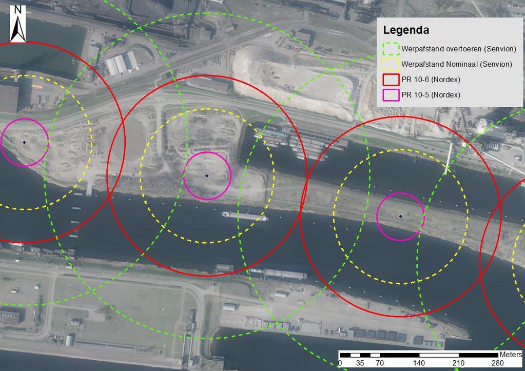 4.4 Windturbine Positie 3 In onderstaande figuur zijn de effect- en risicocontouren van locatie 3 opgenomen.