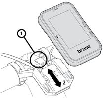 Display vom Lenker abnehmen Im Gegensatz zu den anderen QWIC Displays, kann dieses abgenommen werden. Drücken Sie den Klipp (1) an der Unterseite des Displays nach oben, um das Display zu entriegeln.