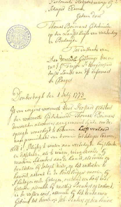 Personele responderingen bij scherp examen. d.d. 30 juni 1773.