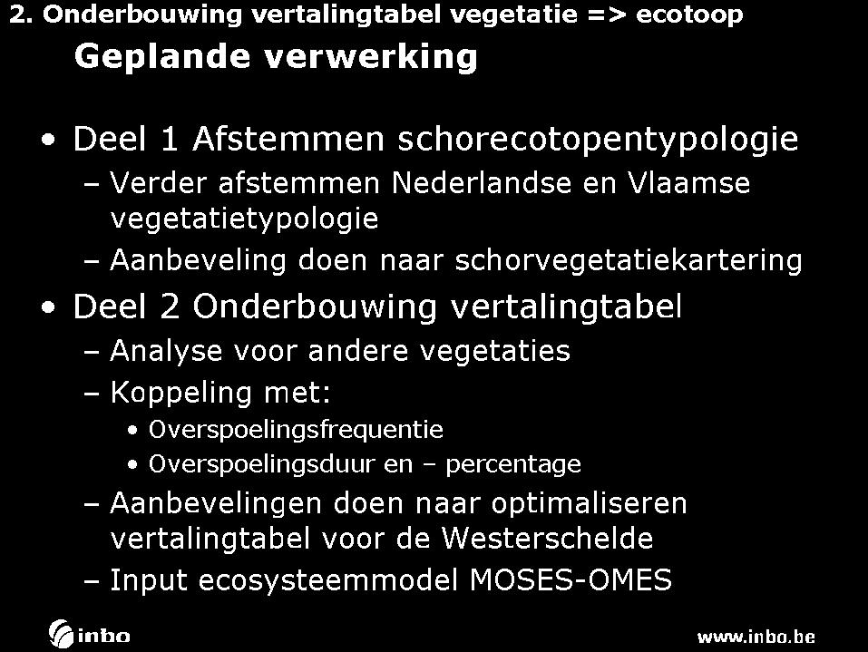 Onderbouwing vertalingtabel - Analyse voor andere vegetaties - Koppeling met: Overspoelingsfrequentie Overspoelingsduur en