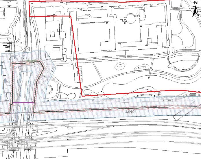 blz. 106 Ligging secundaire waterkering (rode lijn) aan de westzijde van het plangebied.