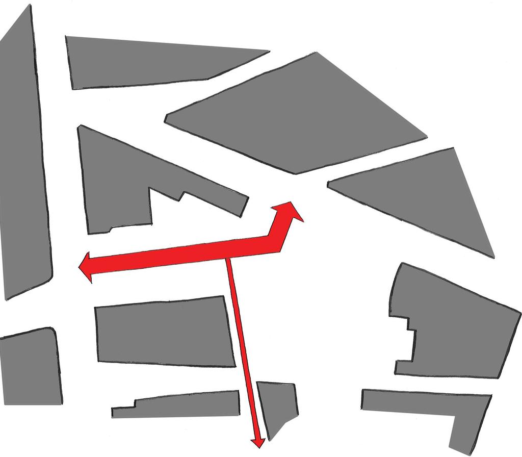 Stedebouw; routing door locatie Oost - west = primaire route