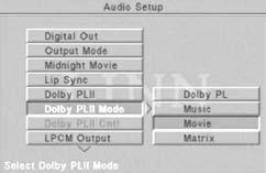 AUTO - De eenheid leest de code op de DVD en kiest automatisch de juiste geluidsindeling. Voor andere stereo-bronnen OFF - Signalen van stereo-bronnen worden altijd als stereo-signalen uitgevoerd.