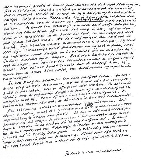35 Handschrift van het dankwoord, uitgesproken op 11 december 1987 in Den Haag (postuum gepubliceerd in De Revisor 1991 / 1&2), bij