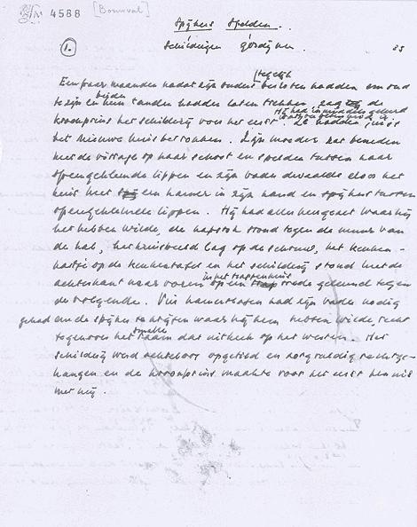 11 Handschrift van het begin van het verhaal Bouwval,