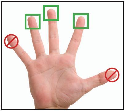 Nadat de vinger drie keer is ingelezen verschijnt het volgende scherm. Als zoals in het voorbeeld hierboven de vinger goed wordt herkent, klik dan op de knop Recommended Selection.