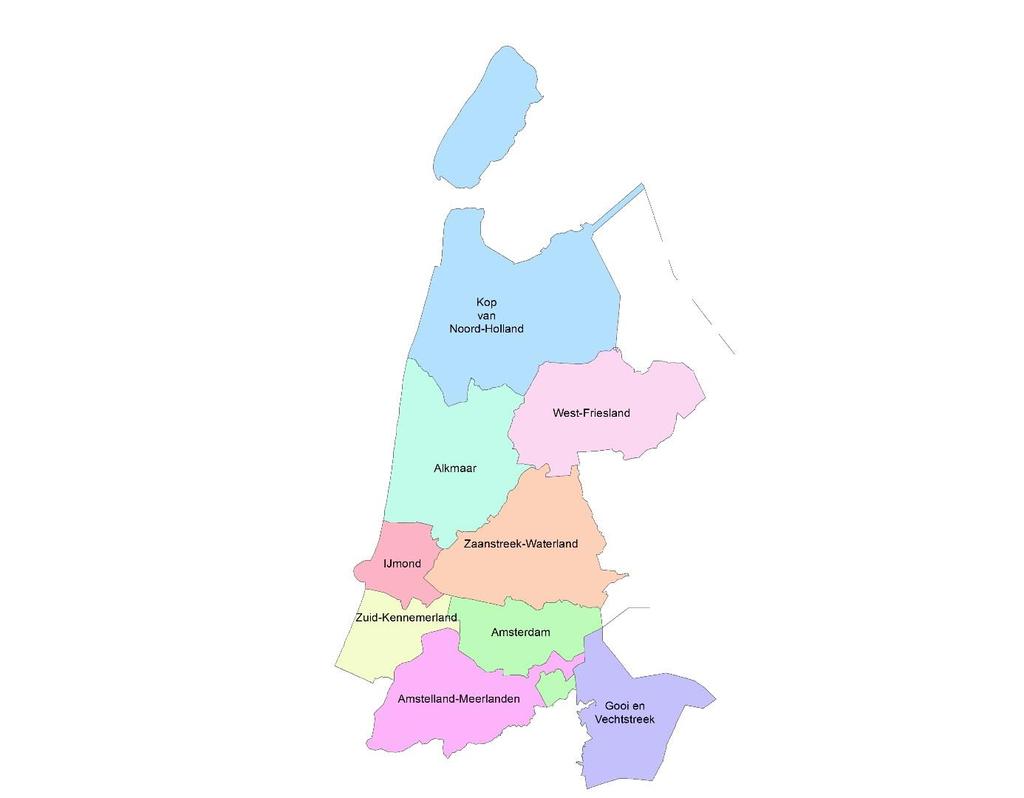 Figuur 1.1. Indeling provincie Noord-Holland in bestuurlijke regio s 1.3 