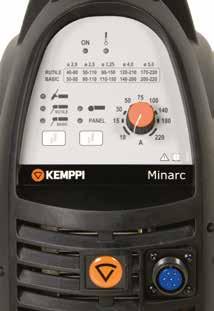 Technische specificaties Minarc 220 Aansluitspanning 3~, 50/60 Hz 400 V -20% +15% Opgenomen vermogen MMA 35% ID 220 A 100% ID 150 A Belastbaarheid bij 40 C MMA 35% ID 220 A / 28,8 V 60% ID 170 A /
