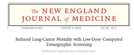 National lung cancer screening trial National lung cancer screening trial 20 % reductie in Longkanker mortaliteit Nelson trial Nederlands - Leuven long