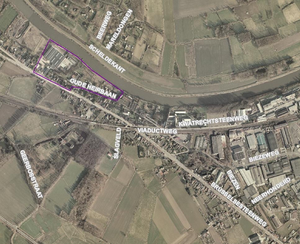 Planbeschrijving Planalternatief 5 Zoekzone uitbreiding bedrijventerrein Kwatrecht richting Melle Het planalternatief behoort tot de bedrijvenzone Oude Heirbaan Melle en sluit aan bij het