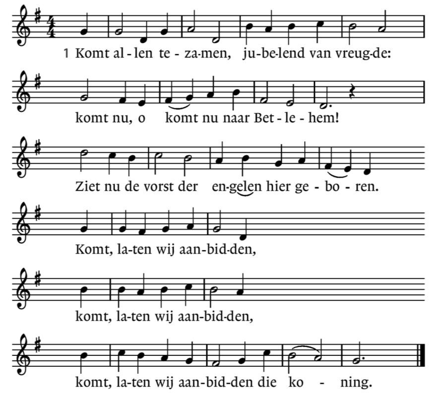 Openingslied (staande): Lied 477: 1 en 2 2. De hemelse engelen riepen eens de herders weg van de kudde naar t schamel dak. Spoeden ook wij ons met eerbiedige schreden!