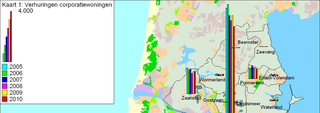 2.3 De mutatiegraad In 2010 bedroeg de mutatiegraad (het aantal zelfstandige huurwoningen gedeeld door het aantal verhuringen) in de gehele Stadsregio 5,1 procent.